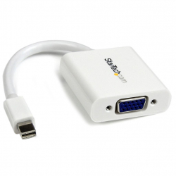 商品画像:Mini DisplayPort-VGA変換アダプタ ミニディスプレイポート/ mDP/ Mini DP オス-VGA/ RGB (D-Sub15ピン) メス コンバータ 1920x1200 ホワイト MDP2VGAW