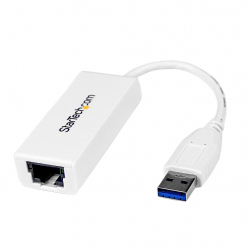 商品画像:USB有線LANアダプター/USB-A接続/USB 3.0/10/100/1000Mbps/各種OS/ホワイト/ギガビットイーサネット/ノートパソコン用 RJ45 ネットワーク 変換 コンバーター USB31000SW