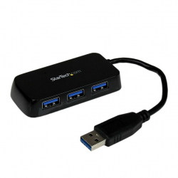 商品画像:4ポート SuperSpeed USB3.0ハブ ポータブルミニUSB Hub 1x USB A (オス)-4x USB 3.0 A (メス) ブラック ST4300MINU3B