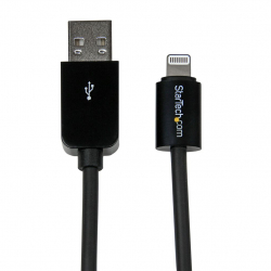 商品画像:1m iPhone/ iPod/ iPad対応Apple Lightning-USBケーブル Apple MFi認証取得 ライトニング 8ピン(オス)-USB A(オス) 充電&同期用ケーブル ブラック USBLT1MB
