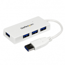 商品画像:4ポート SuperSpeed USB3.0ハブ ポータブルミニUSB Hub 1x USB A (オス)-4x USB 3.0 A (メス) ホワイト ST4300MINU3W