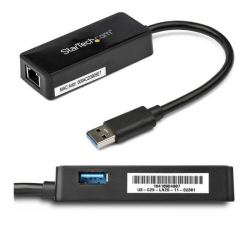 商品画像:USB有線LANアダプター/USB-A接続/USB 3.0/10/100/1000Mbps/1x USB-A/各種OS/ブラック/ギガビットイーサネット/ノートパソコン用 RJ45 ネットワーク 変換 コンバーター USB31000SPTB