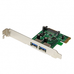 商品画像:SuperSpeed USB 3.0 2ポート増設PCI Expressインターフェースカード UASP対応 2x USB 3.0 5Gbps 拡張用PCIe x1 接続ボード SATA電源端子(15ピン)付き PEXUSB3S24