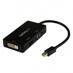 商品画像:Mini DisplayPort接続トラベルA/Vアダプタ 3イン1 ミニディスプレイポートMini DP - VGA/ DVI/ HDMI変換アダプタ 1920x1200/ 1080p ブラック MDP2VGDVHD