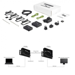 商品画像:Cat5e/Cat6 HDMIエクステンダー(延長器) HDBaseT規格準拠 ウルトラ4K対応 パワーオーバーケーブル(POC) 最大100mまで延長 送信機/受信機セット ST121HDBTPW