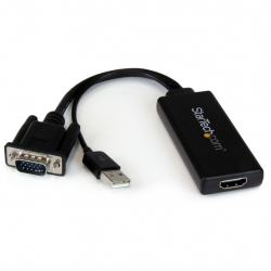 商品画像:VGA-HDMI変換アダプタ (USBオーディオ&バスパワー対応) ポータブルアナログRGB(VGA)-HDMIアップスケールコンバーター D-Sub 15ピン(HD15)アナログ信号をHDMIに変換 VGA2HDU