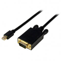 商品画像:Mini DisplayPort-VGA変換アダプタ 1.8m ミニディスプレイポート/ mDP/ Mini DP オス-VGA/ アナログRGB (D-Sub15ピン) オス コンバータ 1920x1200 ブラック MDP2VGAMM6B