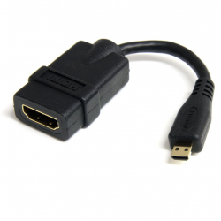 商品画像:12cm ハイスピードHDMI変換ケーブル/変換アダプタ HDMI タイプA メス-マイクロ/Micro HDMI タイプD オス ブラック HDADFM5IN