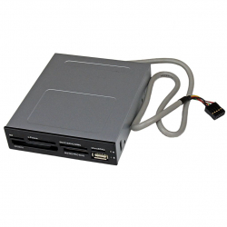 商品画像:3.5インチ フロントベイ内蔵型 USB 2.0 マルチメディアメモリーカードリーダー 22-in-1 ブラック 35FCREADBK3