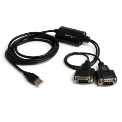 商品画像:USB-RS232C シリアル変換ケーブル/1.8m/ストレート/2x D-Sub 9 ピン/オス-オス/COM番号保持機能/DB9 シリアルコンバーター アダプター ICUSB2322F