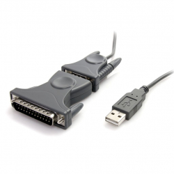 商品画像:USB-RS232Cシリアル変換ケーブル (DB9-DB25変換コネクタ付き) 1x USB A オス-1x DB-9(D-Sub 9ピン) オス シリアルコンバータ/変換アダプタ ICUSB232DB25