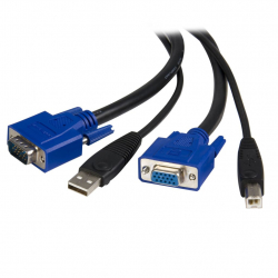 商品画像:1.8m パソコン自動切替器専用KVMケーブル 2 in 1 USB/VGA KVMケーブル(ブラック) USB A/D-Sub 15ピン(オス)ーUSB B/D-Sub 15ピン(メス) SVUSB2N1_6