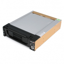 商品画像:5.25インチベイ内蔵型3.5インチSATA HDD用ハードディスクケース アルミ製ブラック 5.25インチ ハードディスク・リムーバブルケース DRW150SATBK