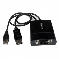 商品画像:DisplayPort-DVI デュアルリンク アクティブ変換アダプタ ディスプレイポート/DP オス-DVI-D メス (19ピン) 2560x1600 ブラック USBバスパワー駆動 DP2DVID2