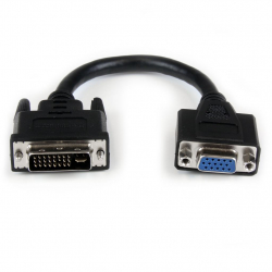 商品画像:20cm DVI-VGA変換ケーブル DVI-I オス (29ピン)-VGA メス (D-Sub15ピン) ブラック DVIVGAMF8IN
