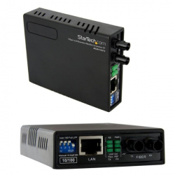 商品画像:光メディアコンバータ イーサネット/Ethernet(10Base-T/100Base-TX) - 光ファイバ(100BASEーFX) マルチモード ST 2km RJ-45(メス) - 光ファイバ デュプレックスST(メス) MCM110ST2