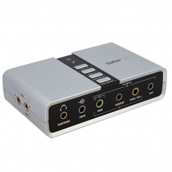 商品画像:7.1ch対応USB接続外付けサウンドカード USB-DACヘッドホンアンプ/ USB-光デジタルオーディオ変換アダプタ S/PDIF対応 8x 3.5mmミニジャック 2x 3.5mmトスリンク角型コネクタ ICUSBAUDIO7D