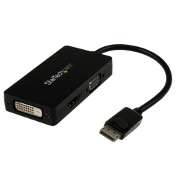 商品画像:DisplayPort-VGA/ DVI/ HDMI変換アダプタ スリーインワン・ディスプレイポート/ DP変換ケーブル 1920x1200/1080p ブラック DP2VGDVHD