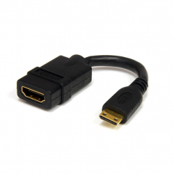 商品画像:ミニHDMI-HDMI 変換アダプタケーブル/12cm/ハイスピード Mini HDMI-HDMI 1.4/4K30Hz/ミニHDMI タイプC オス-HDMIメス/ブラック HDACFM5IN