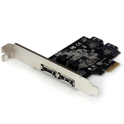 商品画像:外部eSATA 2ポート/内部SATA 2ポート増設PCI Expressカード ジャンパーでポートの切替え可能 ポートマルチプライヤ対応 SATA rev.3.0対応 6Gbps PEXESAT322I