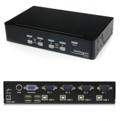 商品画像:プロ仕様 4ポートシングルVGAディスプレイ対応USB接続KVMスイッチ / PCパソコンCPU切替器 4ポートUSBハブ内蔵 SV431USB