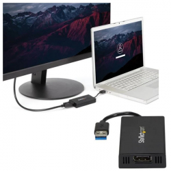商品画像:USB 3.0-DisplayPort変換アダプター/4K30Hz/DisplayLink認定/マルチモニター対応/USB Type-A接続/Windows & Mac/ブラック/USB-DP モニター 変換コネクター/ディスプレイ コンバーター USB32DP4K