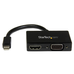 商品画像:Mini DisplayPort接続トラベルA/Vアダプタ ツーインワン・ミニディスプレイポートMini DP - VGA/ HDMI変換アダプタ 1920x1200/ 1080p MDP2HDVGA