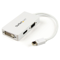 商品画像:Mini DisplayPort接続トラベルA/Vアダプタ 3イン1 ミニディスプレイポートMini DP - VGA/ DVI/ HDMI変換アダプタ 1920x1200/ 1080p ホワイト MDP2VGDVHDW