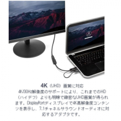 商品画像:HDMI - DisplayPort変換アダプタ USBバスパワー対応 4K解像度 入力:HDMI (オス) - 出力:ディスプレイポート/DP (メス) USB延長ケーブル付属 HD2DP