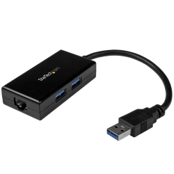 商品画像:USB 3.0 - ギガビットイーサネット有線LANアダプタ USBハブ(2ポート)内蔵 10/100/1000Mbps対応NIC ネイティブドライバ対応(Windows、Mac、Chrome OS) USB31000S2H