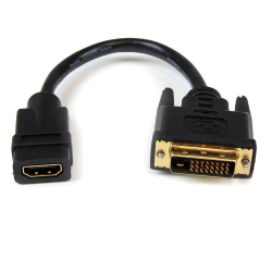商品画像:HDMI - DVI-D変換ケーブルアダプタ 20cm HDMI メス - DVI オス 1920x1200 HDDVIFM8IN