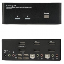 商品画像:2ポート デュアルDisplayPort(ディスプレイポート)対応USB接続KVMスイッチ(PC切替器) オーディオ対応 2ポートUSB 2.0 ハブ搭載 解像度2560x1600@60Hz対応 SV231DPDDUA