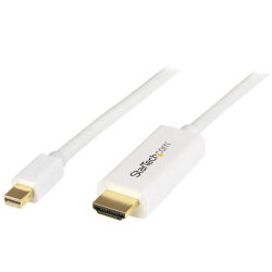 商品画像:Mini DisplayPort - HDMI変換ケーブル 2m ホワイト 4K解像度/UHD対応 ミニディスプレイポート/mDP(オス) - HDMI(オス)アダプタケーブル MDP2HDMM2MW