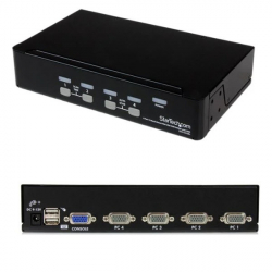 商品画像:1Uラックマウント対応 4ポート シングルVGAディスプレイ対応USB接続KVMスイッチ(PCパソコンCPU切替器) OSD(オンスクリーン・ディスプレイ)機能 SV431DUSBU