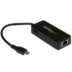 商品画像:USB-C接続ギガビット有線LAN変換アダプタ(USB 3.0ポート x1付き) USB 3.1 Type-C(オス) - RJ45(メス) USB 3.1 Gen 1 (5Gbps) US1GC301AU