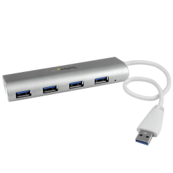 商品画像:USB 3.0ハブ/Type-A 接続/4ポート/4x USB 3.2 Gen 1 Type-A/5Gbps/バスパワー/27cm一体型ケーブル/USB増設用ハブ ST43004UA