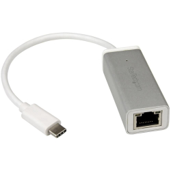 商品画像:USB有線LANアダプター/USB-C接続/USB 3.2 Gen1/10/100/1000Mbps/Thunderbolt 3互換/各種OS/シルバー/ギガビットイーサネット/ノートパソコン用 Type-C RJ45 ネットワーク 変換 コンバーター US1GC30A