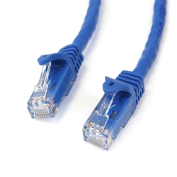 商品画像:10m カテゴリー6 LANケーブル ブルー RJ45モールディングコネクタ(ツメ折れ防止カバー付き) ギガビットイーサネット対応Cat6 UTPケーブル N6PATC10MBL