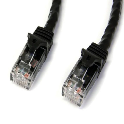 商品画像:15m カテゴリー6 LANケーブル ブラック RJ45モールディングコネクタ(ツメ折れ防止カバー付き) ギガビットイーサネット対応Cat6 UTPケーブル N6PATC15MBK