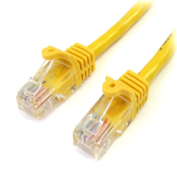 商品画像:1m カテゴリー5e LANケーブル イエロー RJ45コネクタ(ツメ折れ防止カバー付き) イーサネット対応Cat5e UTPケーブル 45PAT1MYL