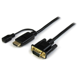 商品画像:HDMI - VGAアクティブ変換ケーブルアダプタ 1.8m 1920x1200/ 1080p HDMI(オス) - アナログRGB/D-Sub15ピン(オス) HD2VGAMM6