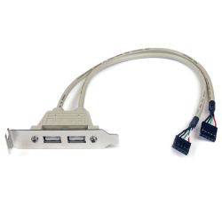 商品画像:マザーボードピンヘッダー接続USB 2ポート増設変換アダプタケーブル PCケース用 2x USB A/メス - 2x IDC(5ピン)/メス USBPLATELP