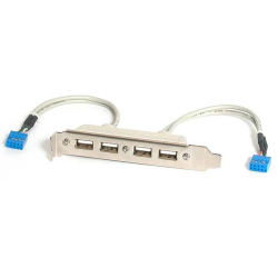 商品画像:マザーボードピンヘッダー接続USB 4ポート増設変換アダプタケーブル PCケース用 4x USB A/メス - 2x IDC(10ピン)/メス USBPLATE4
