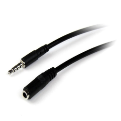 商品画像:1m 3.5mm 4極ステレオミニプラグ(TRRS)ヘッドホン延長ケーブル 3.5mm 4極ステレオミニジャック(メス)-3.5mm 4極ステレオミニプラグ(オス) MUHSMF1M