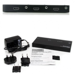 商品画像:2出力対応HDMIスプリッター分配器 3.5mmステレオオーディオ対応 1080p/1920x1200 ST122HDMI2