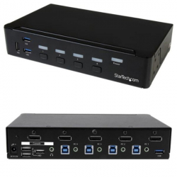 商品画像:4ポートDisplayPort KVMスイッチ(4K対応) ディスプレイポート接続CPU・PCパソコン切替器 3ポートUSB 3.0ハブ SV431DPU3A2