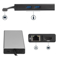 商品画像:USB Type-C接続マルチアダプタ 4K HDMI対応 2x USB-Aポート 60W USB Power Delivery GbEポート DKT30CHPD