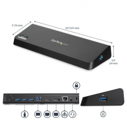 商品画像:ドッキングステーション/USB Type-A接続/USB 3.0/デュアルモニター/4K HDMI・DisplayPort/4x USB-Aハブ/GbE USB3DOCKHDPC