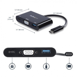 商品画像:USB type-C接続VGA変換アダプタ 2048 x 1280p(60Hz) 1x USB-C給電ポート 1x USB-Aポート CDP2VGAUACP