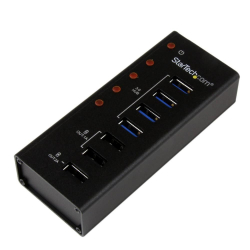 商品画像:4ポートUSB 3.0ハブ 充電用USBポート x3 搭載(2x 1A / 1x 2A) 壁取付け用ブラケット付属 ST4300U3C3